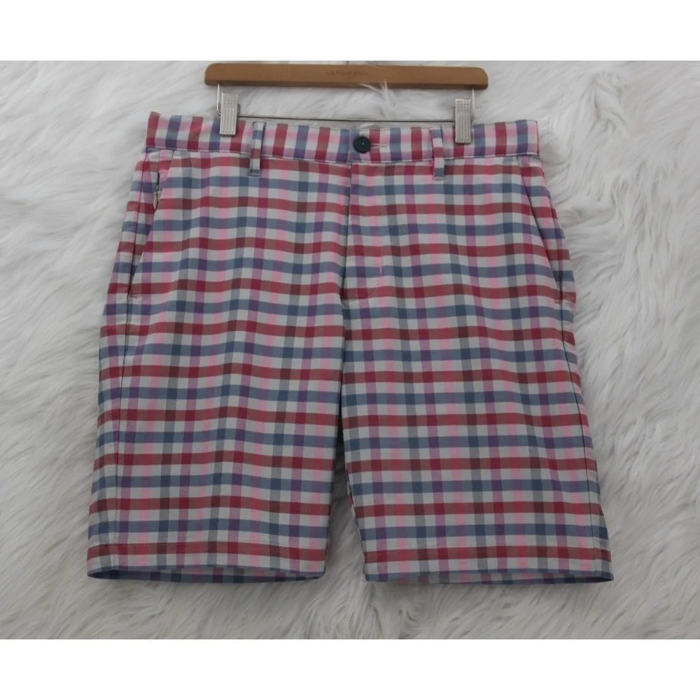 Tommy Bahama Beach Driver Check Shorts Men's 32 Blue Red Performance Golf #1446